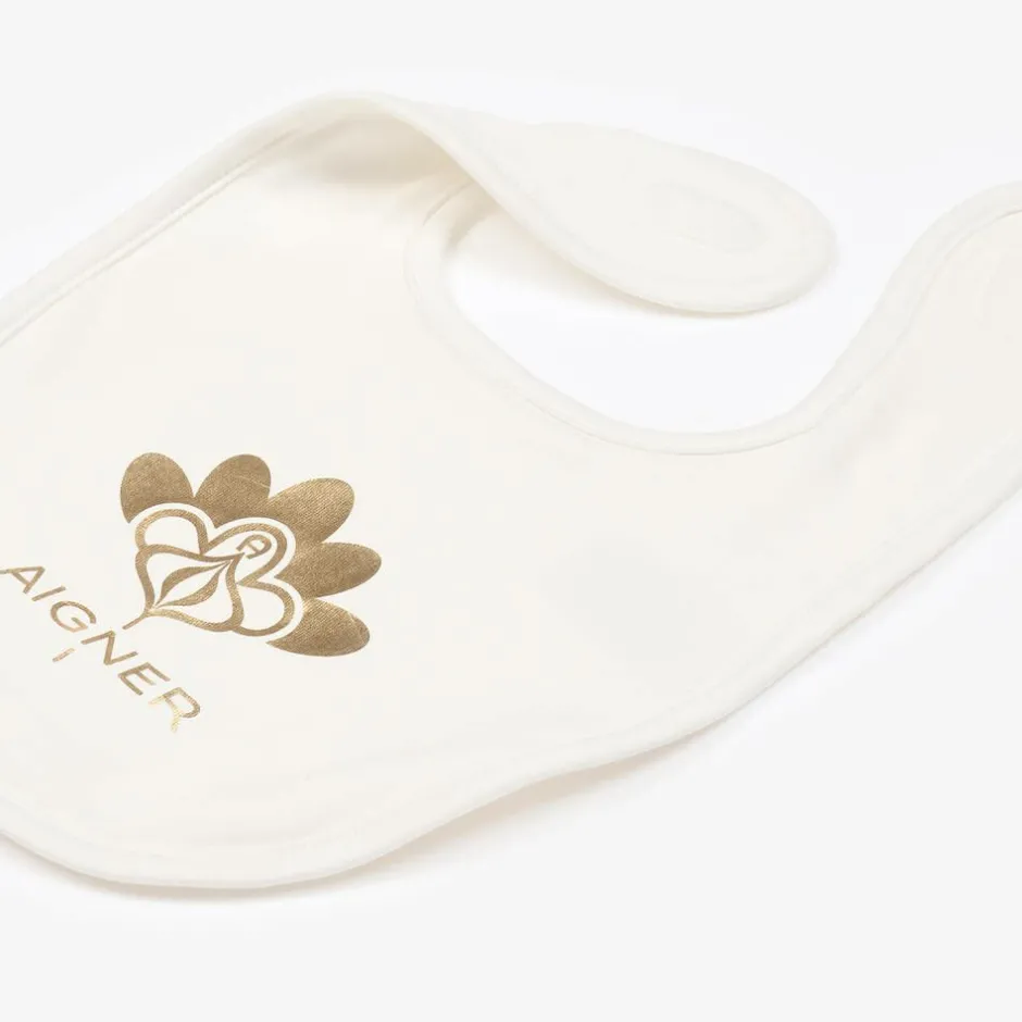 AIGNER Baby Girls Ivory Pima Cotton Bib Outlet
