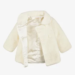 Guess Baby Girls Ivory Sherpa Fleece Coat Hot
