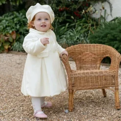Emile et Rose Baby Girls Ivory Velour Coat & Hat Set