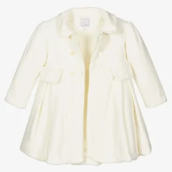 Emile et Rose Baby Girls Ivory Velour Coat & Hat Set