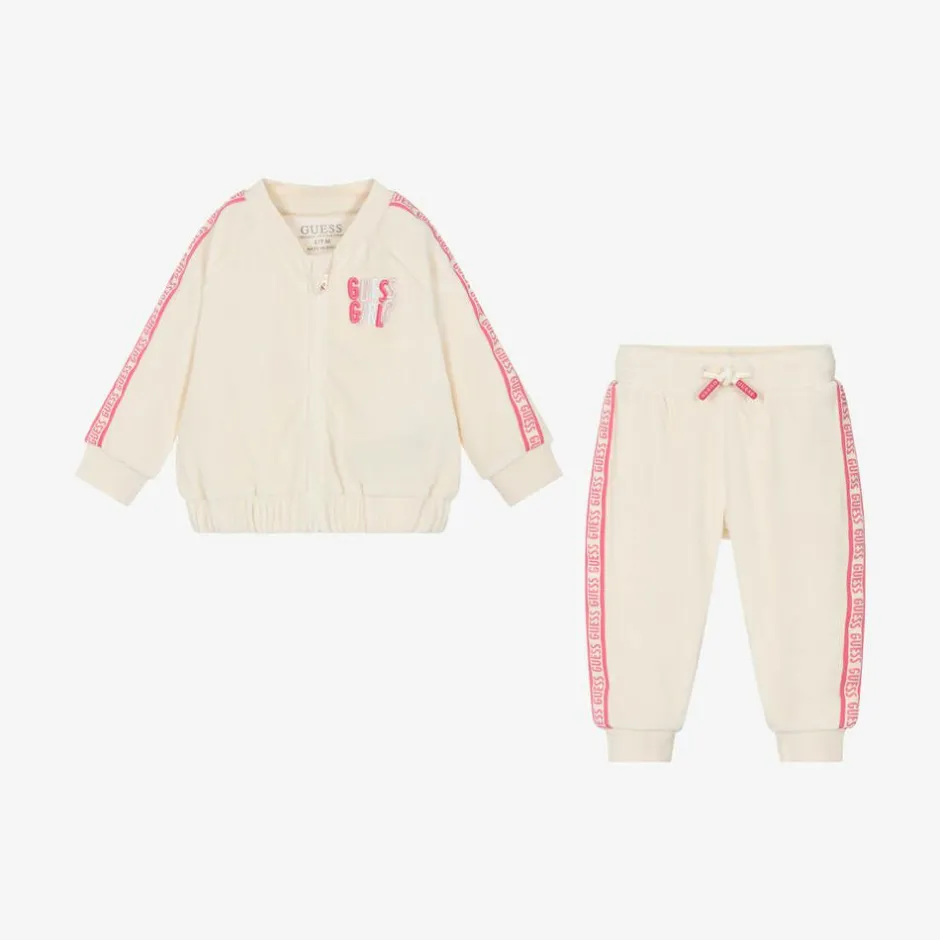 Guess Baby Girls Ivory Velour Tracksuit