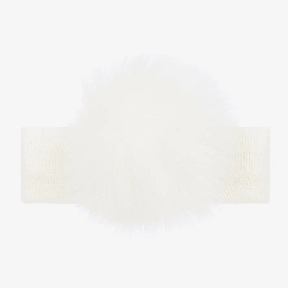 Catya Baby Girls Ivory Wool Knit Pom-Pom Headband Best