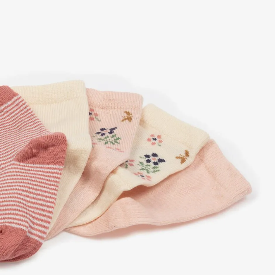 Petit Bateau Baby Girls Pink & Ivory Cotton Socks (5 Pack) Online