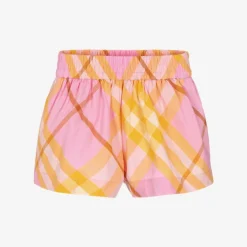 Burberry Baby Girls Pink & Yellow Check Shorts Sale