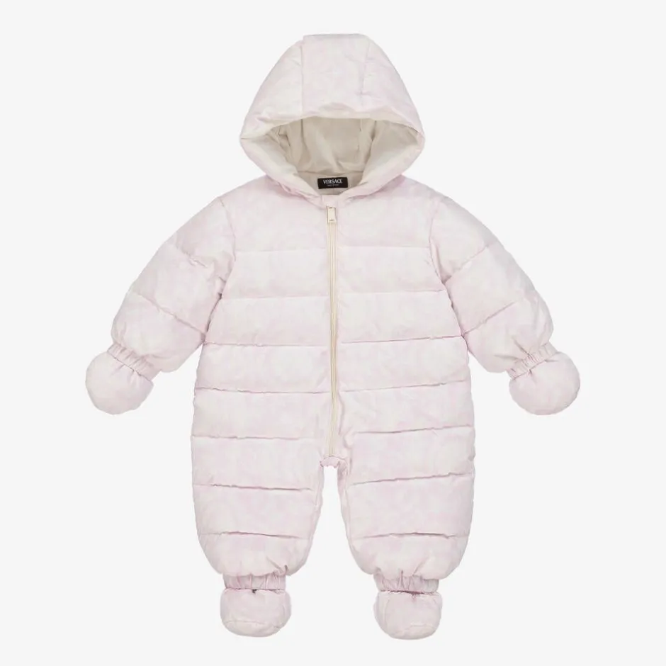 Versace Baby Girls Pink Barocco Down Snowsuit New