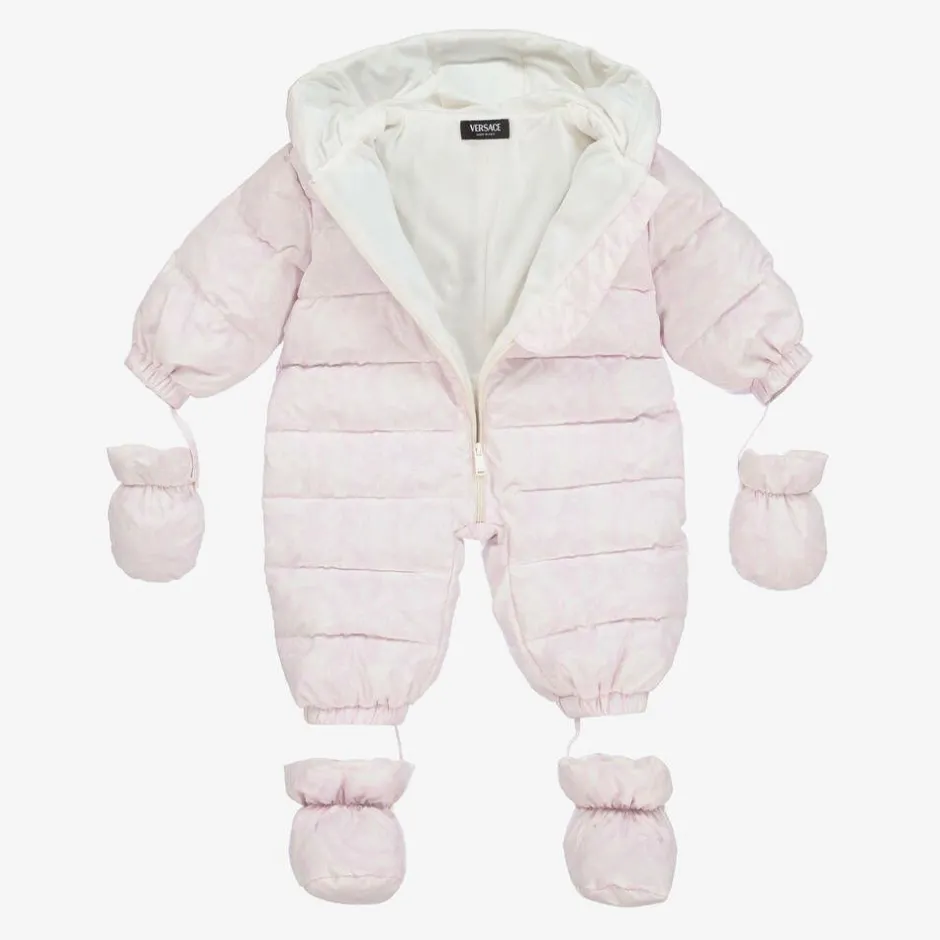 Versace Baby Girls Pink Barocco Down Snowsuit New