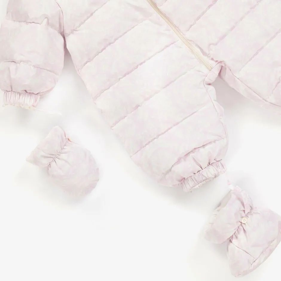 Versace Baby Girls Pink Barocco Down Snowsuit New