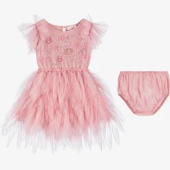 Tutu du Monde Baby Girls Pink Beaded Tulle Dress New