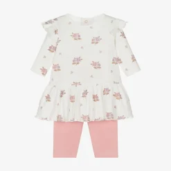 Kissy Love Baby Girls Pink Cotton Abloom Dress Set Discount
