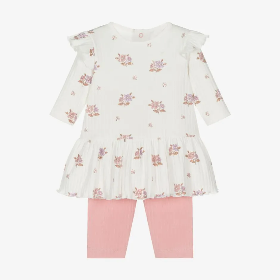 Kissy Love Baby Girls Pink Cotton Abloom Dress Set Discount