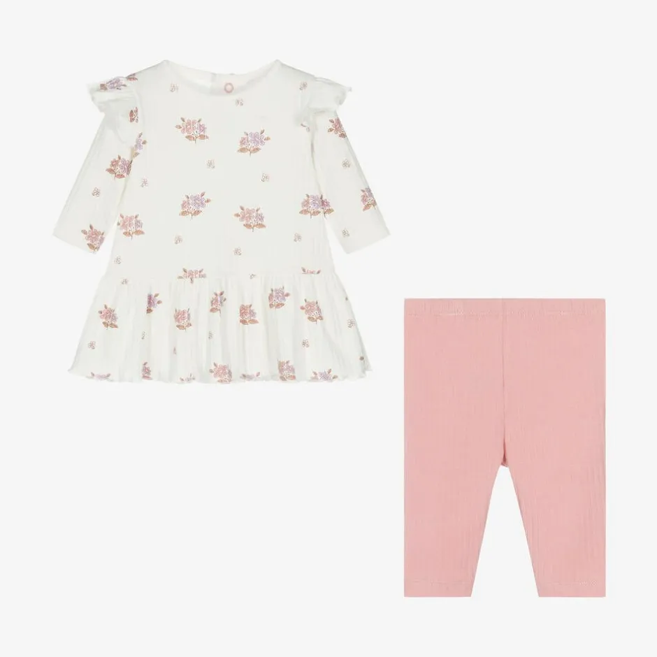 Kissy Love Baby Girls Pink Cotton Abloom Dress Set Discount
