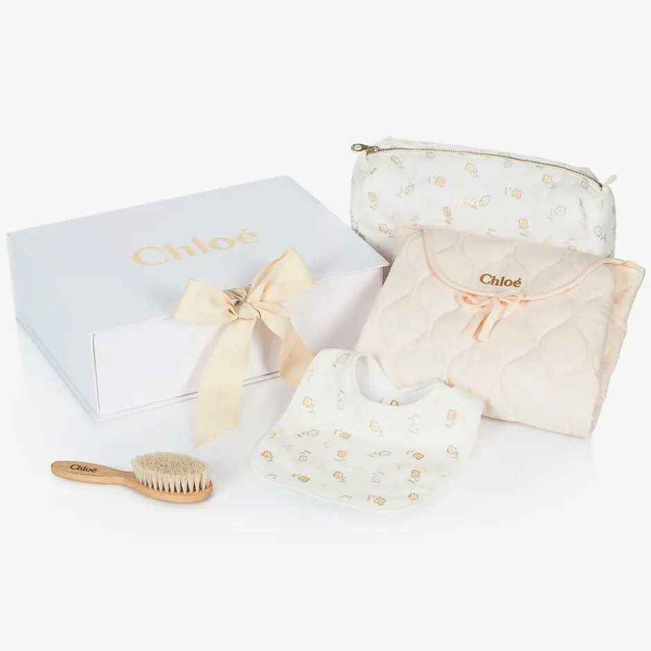 Chloé Baby Girls Pink Cotton Changing Mat Gift Set