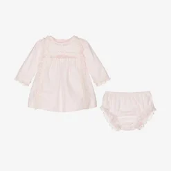 Miranda Baby Girls Pink Cotton Dress Set Online