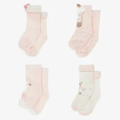Mayoral Newborn Baby Girls Pink Cotton Duck Socks (6 Pack) Discount