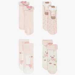 Mayoral Newborn Baby Girls Pink Cotton Duck Socks (6 Pack) Discount