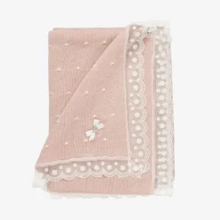 Paz Rodríguez Baby Girls Pink Cotton Knit Shawl (106cm) Sale