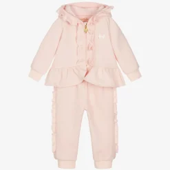 Angels Face Baby Girls Cotton Ruffle Tracksuit Pink Clearance
