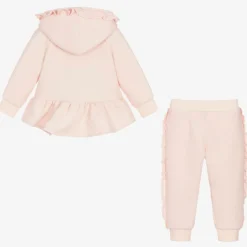 Angels Face Baby Girls Cotton Ruffle Tracksuit Pink Clearance