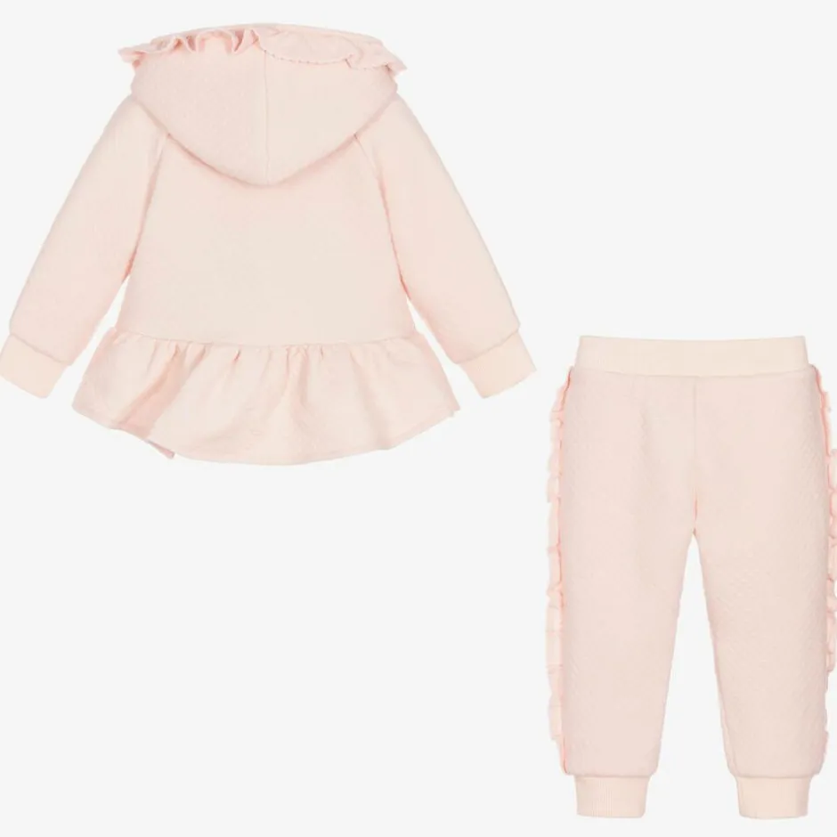 Angels Face Baby Girls Cotton Ruffle Tracksuit Pink Clearance