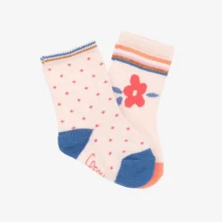 Carrément Beau Baby Girls Pink Cotton Socks (2 Pack) Discount