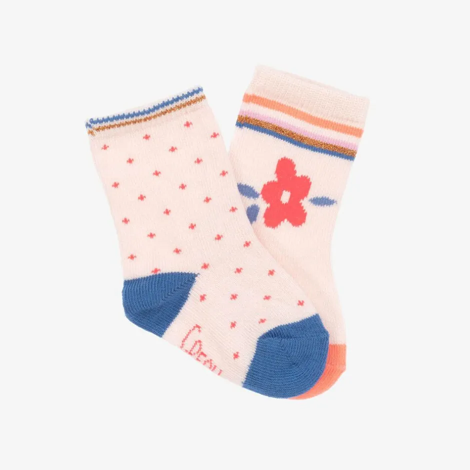 Carrément Beau Baby Girls Pink Cotton Socks (2 Pack) Discount