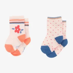 Carrément Beau Baby Girls Pink Cotton Socks (2 Pack) Discount