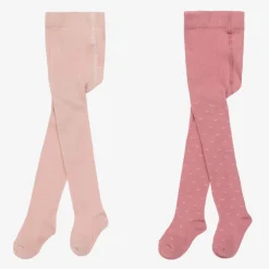 Petit Bateau Baby Girls Pink Cotton Tights (2 Pack) Discount