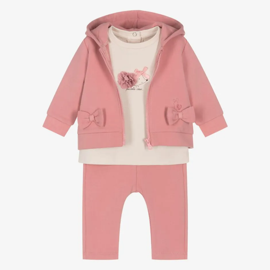 iDO Mini Baby Girls Pink Cotton Tracksuit Set New
