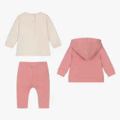 iDO Mini Baby Girls Pink Cotton Tracksuit Set New