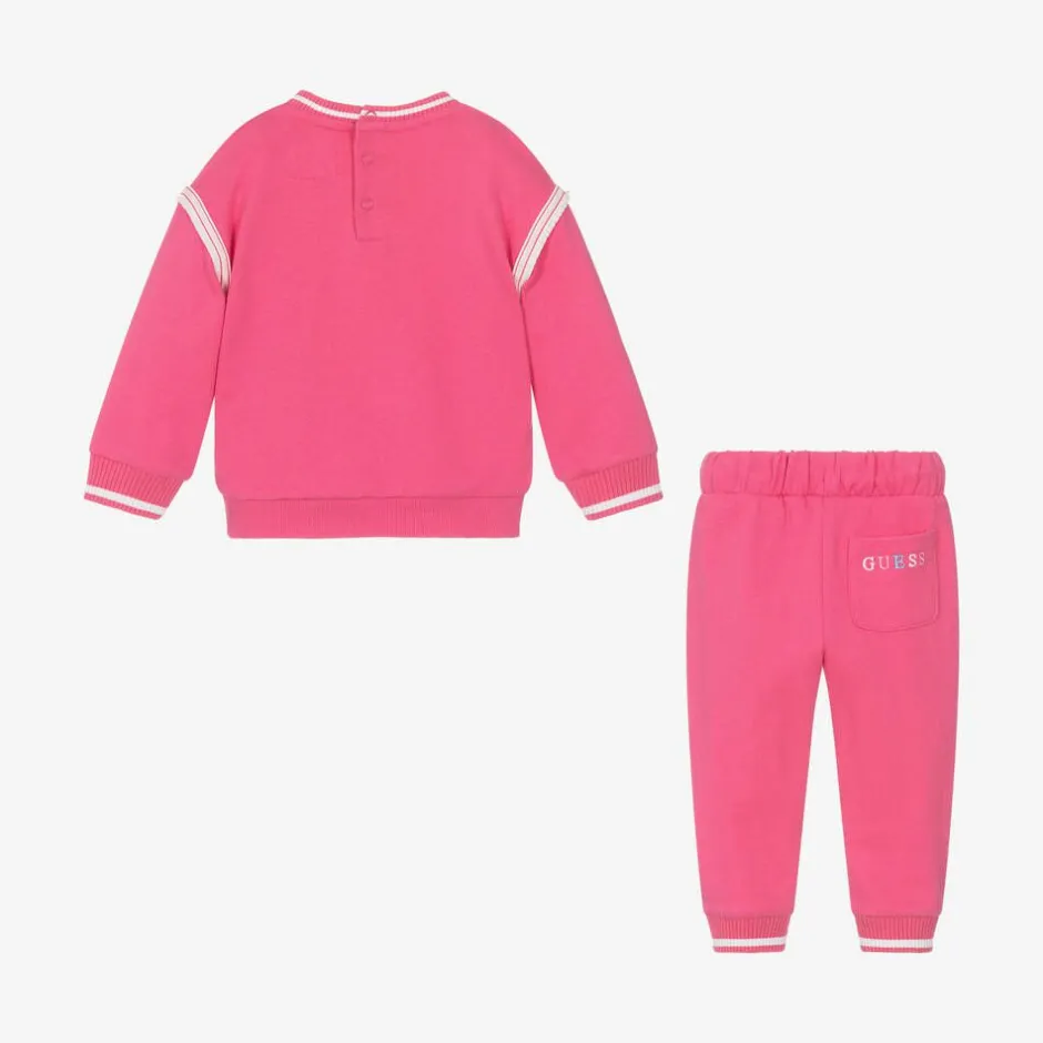 Guess Baby Girls Pink Cotton Triangle Tracksuit Clearance