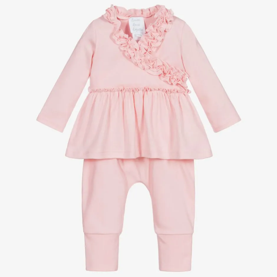Lemon Loves Layette Baby Girls Pink Cotton Trouser Set RoseShadow Outlet
