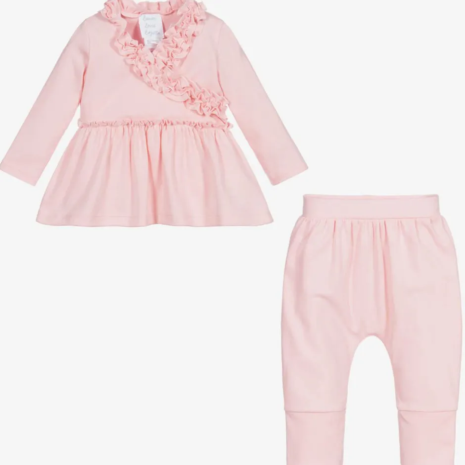 Lemon Loves Layette Baby Girls Pink Cotton Trouser Set RoseShadow Outlet