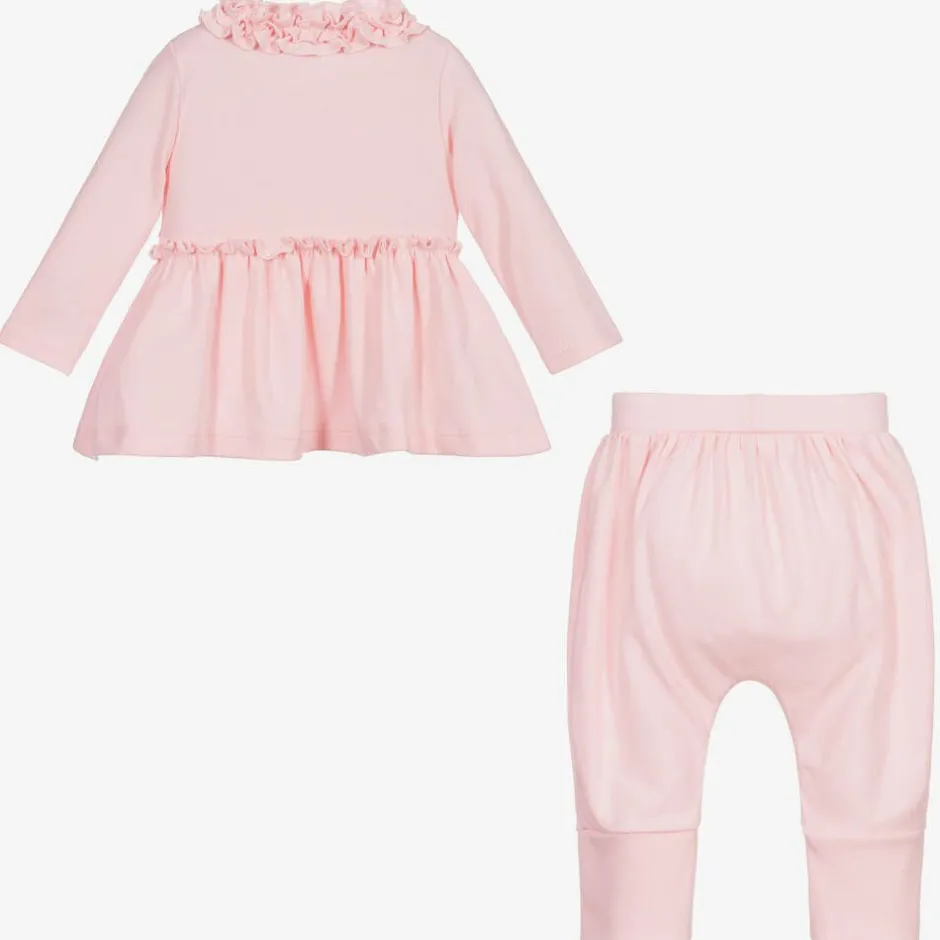 Lemon Loves Layette Baby Girls Pink Cotton Trouser Set RoseShadow Outlet