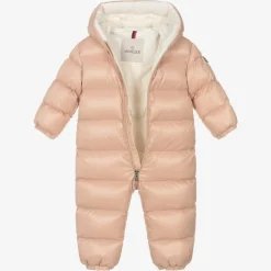 Moncler Enfant Baby Girls Pink Down Salongo Snowsuit New