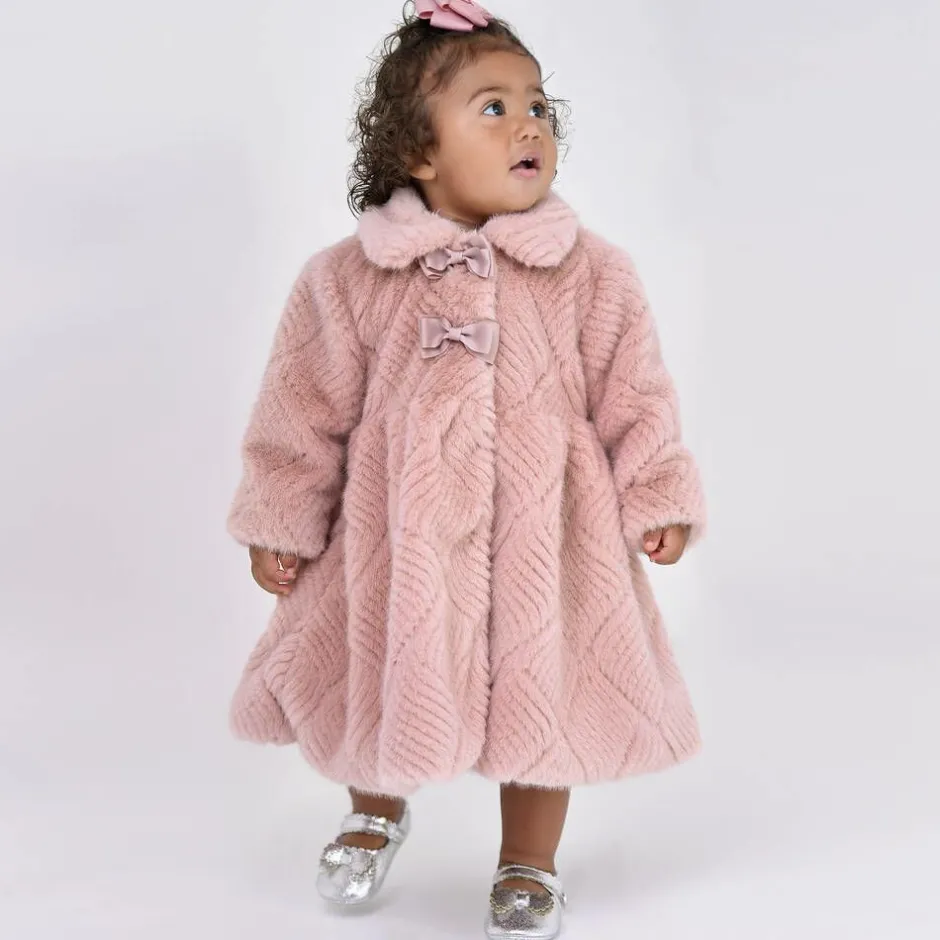 Angels Face Baby Girls Pink Faux Fur Coat TeaRose Online