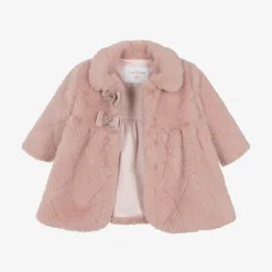 Angels Face Baby Girls Pink Faux Fur Coat TeaRose Online