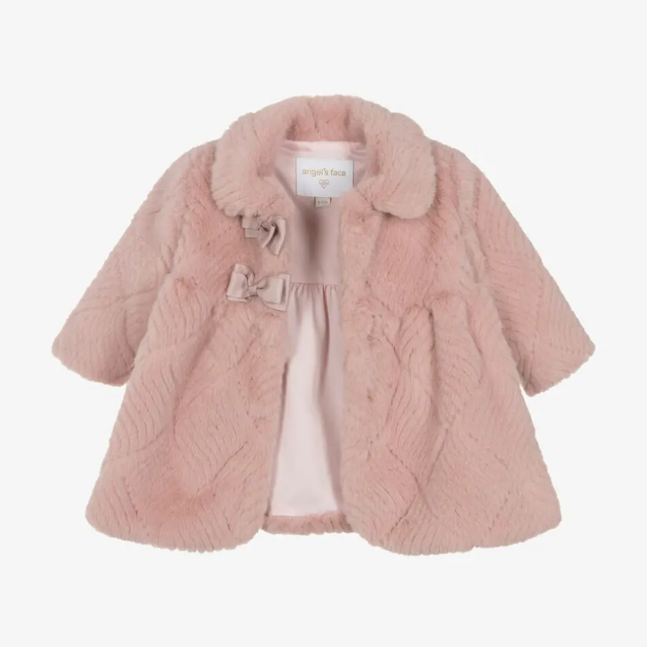 Angels Face Baby Girls Pink Faux Fur Coat TeaRose Online