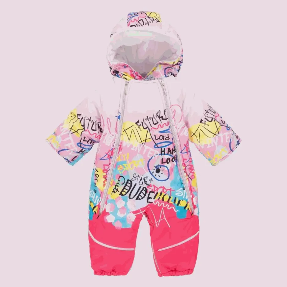 Pilguni Baby Girls Pink Graffiti Print 2-in-1 Snowsuit New