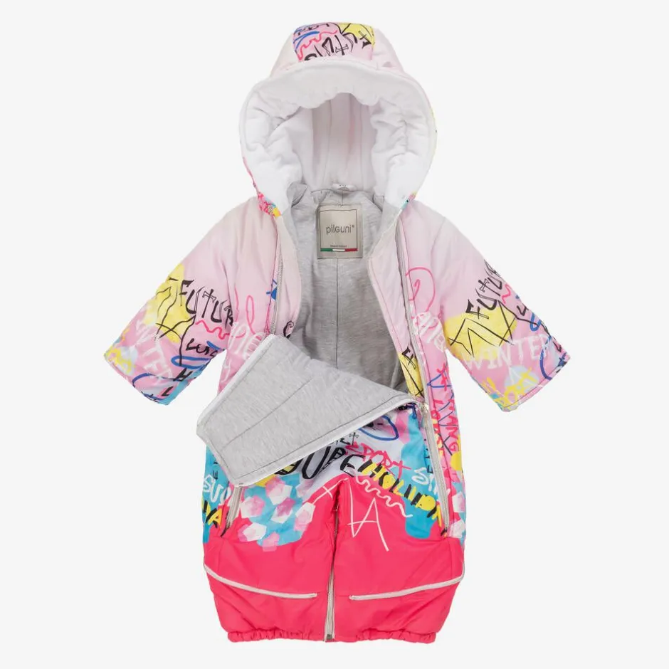 Pilguni Baby Girls Pink Graffiti Print 2-in-1 Snowsuit New