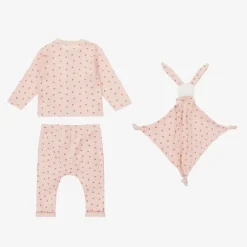 Petit Bateau Baby Girls Pink Heart Organic Cotton Trouser Set