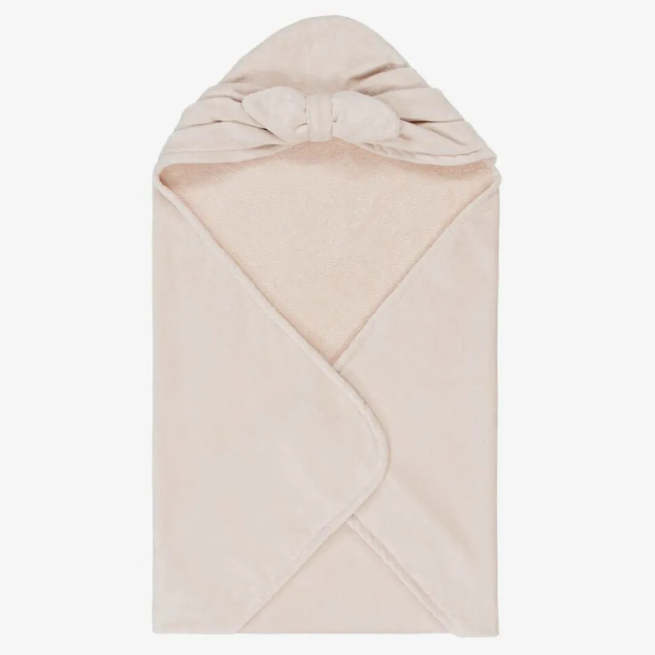 Elodie Baby Girls Pink Hooded Cotton Towel PowderPinkBow