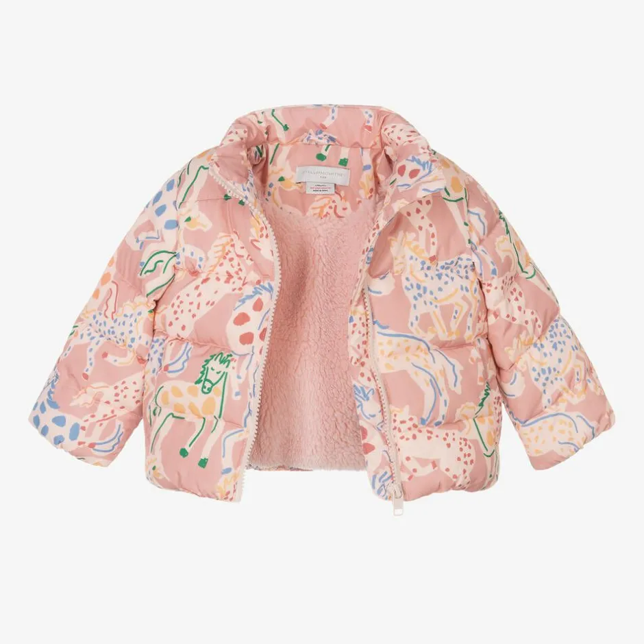 Stella McCartney Kids Baby Girls Pink Horse Print Puffer Jacket Best