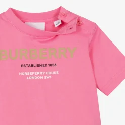Burberry Baby Girls Pink Horseferry Cotton T-Shirt BubblegumPink Hot