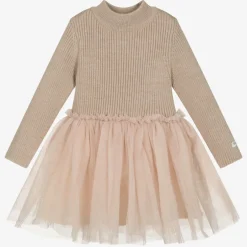 Donsje Baby Girls Pink Knitted Tulle Dress Discount