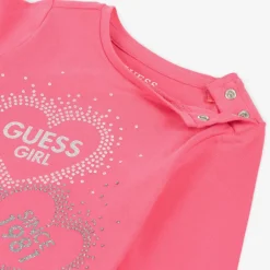 Guess Baby Girls Pink Logo Heart Cotton Top Clearance