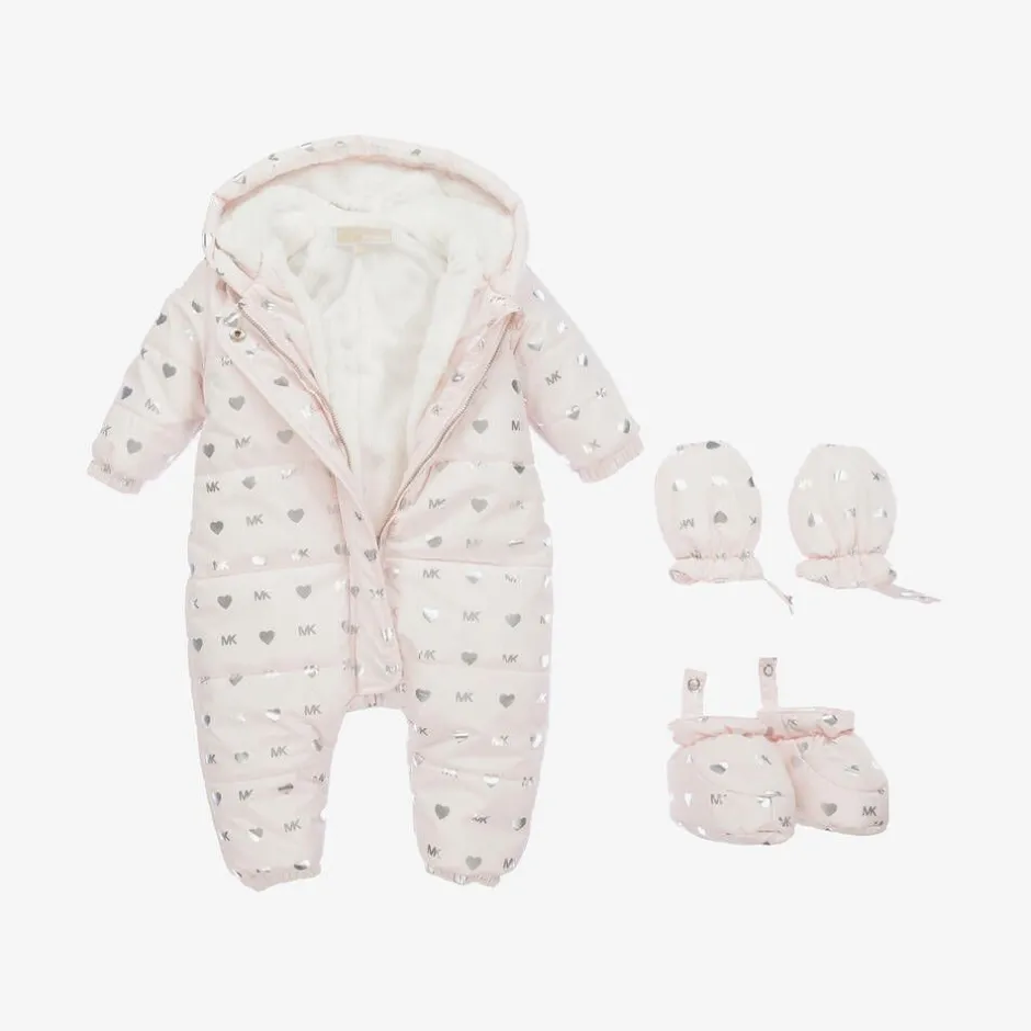 Michael Kors Kids Baby Girls Pink Monogram Snowsuit Online