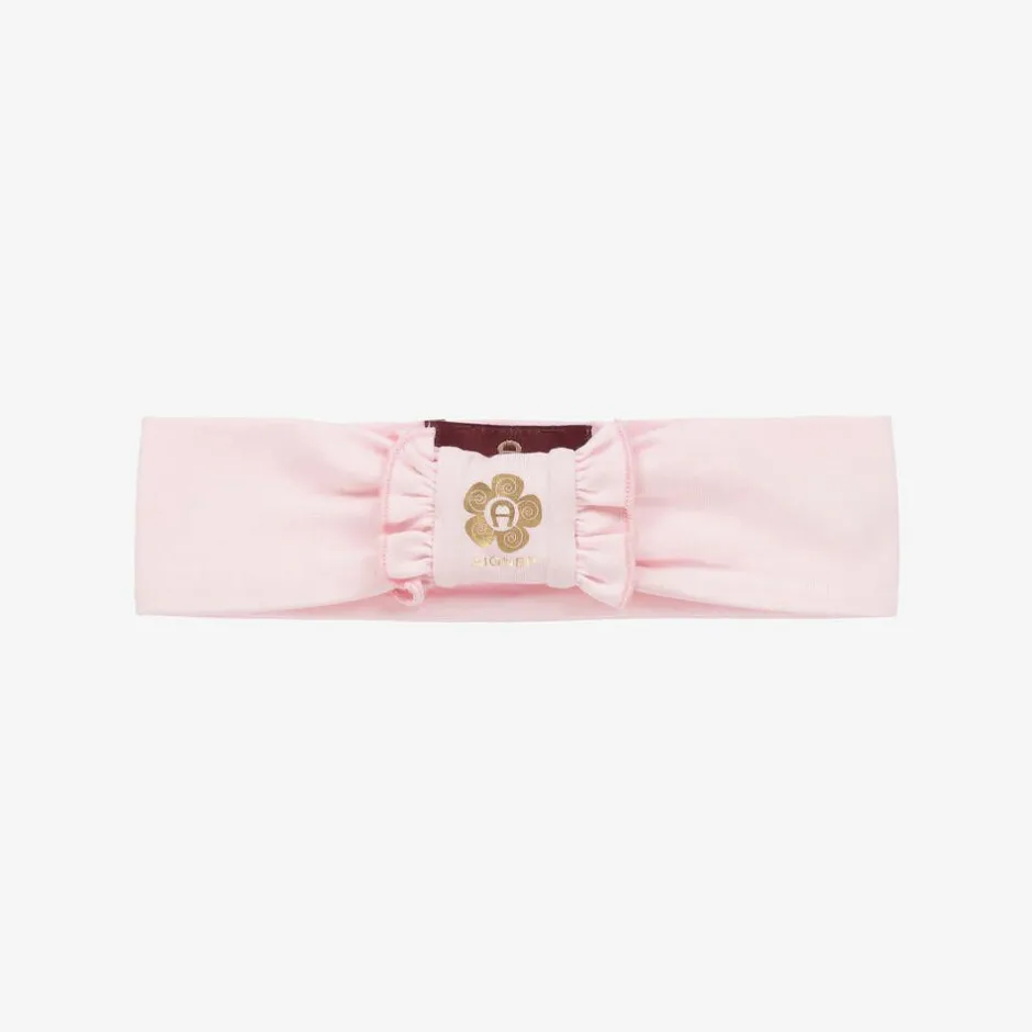 AIGNER Baby Girls Pink Pima Cotton Bow Headband Online