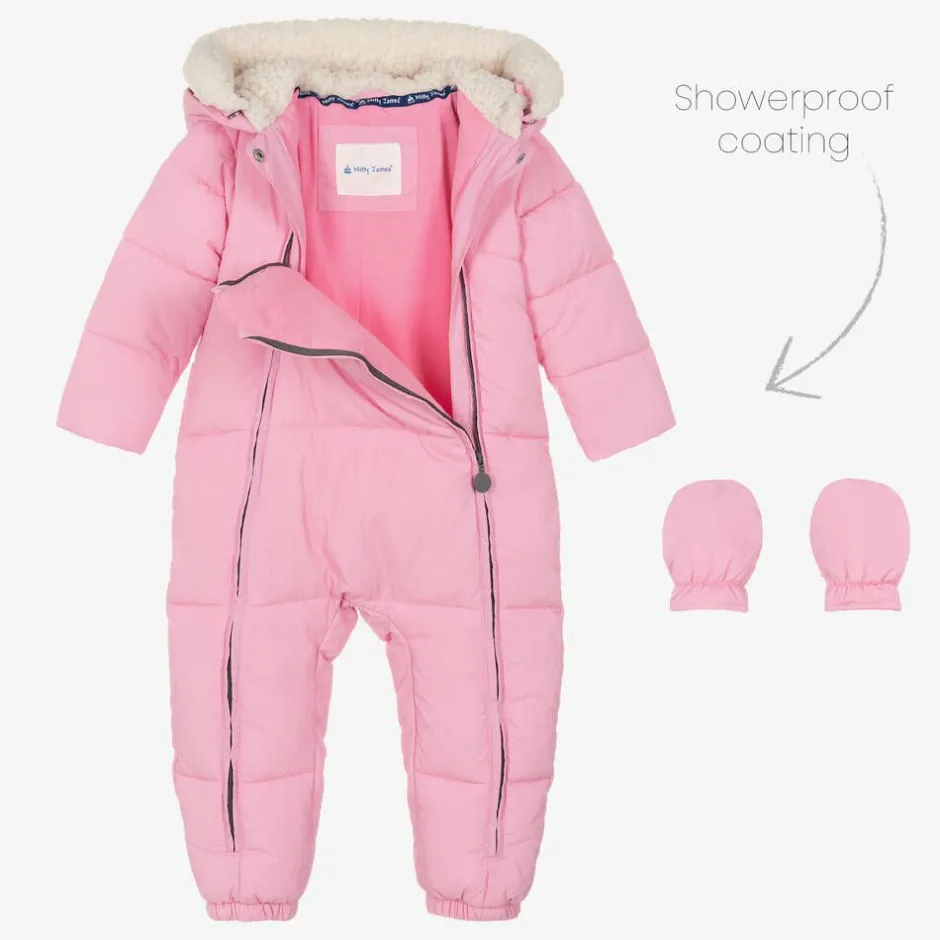 Mitty James Baby Girls Pink Puffer Snowsuit Online