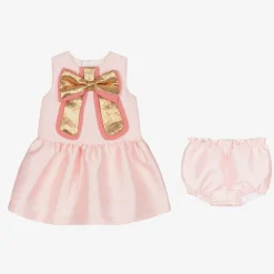 Hucklebones London Baby Girls Pink Satin Bow Dress Online