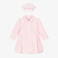Emile et Rose Baby Girls Pink Velour Coat & Hat Set New
